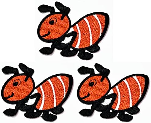 Salvete Plus 3pcs. mali mrav narančasti insekt biljka crtani film za djecu Djeca glačaju zakrpe modni stil Vezeni motiv aplicirani