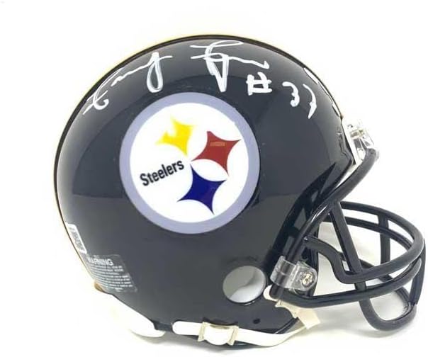 Francuski Fukua potpisao je crnu mini kacigu Pittsburgh Steelers -NFL Mini kacige s autogramima