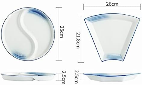 Qwfjf diy pladanj set kombinirana ploča keramička ploča domaćinstva okrugli stol tanjur tanjur u obliku ventilatora u obliku ventilatora